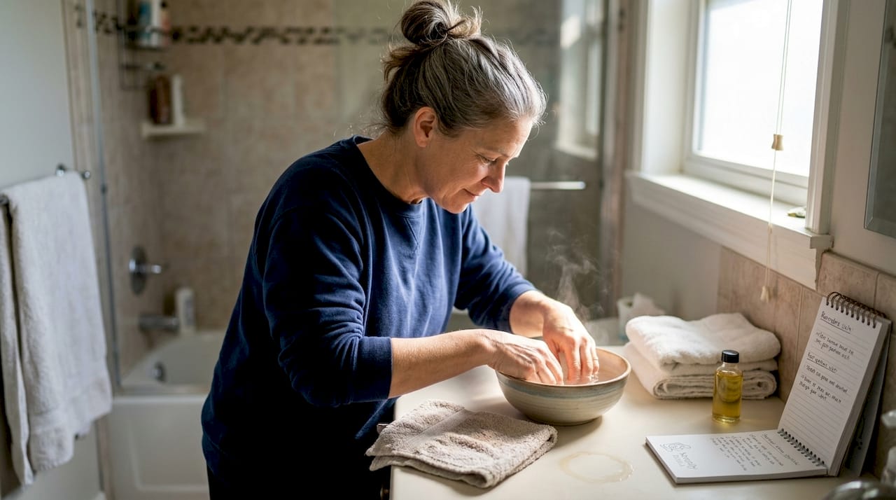 Doula preparing holistic labor comfort measures