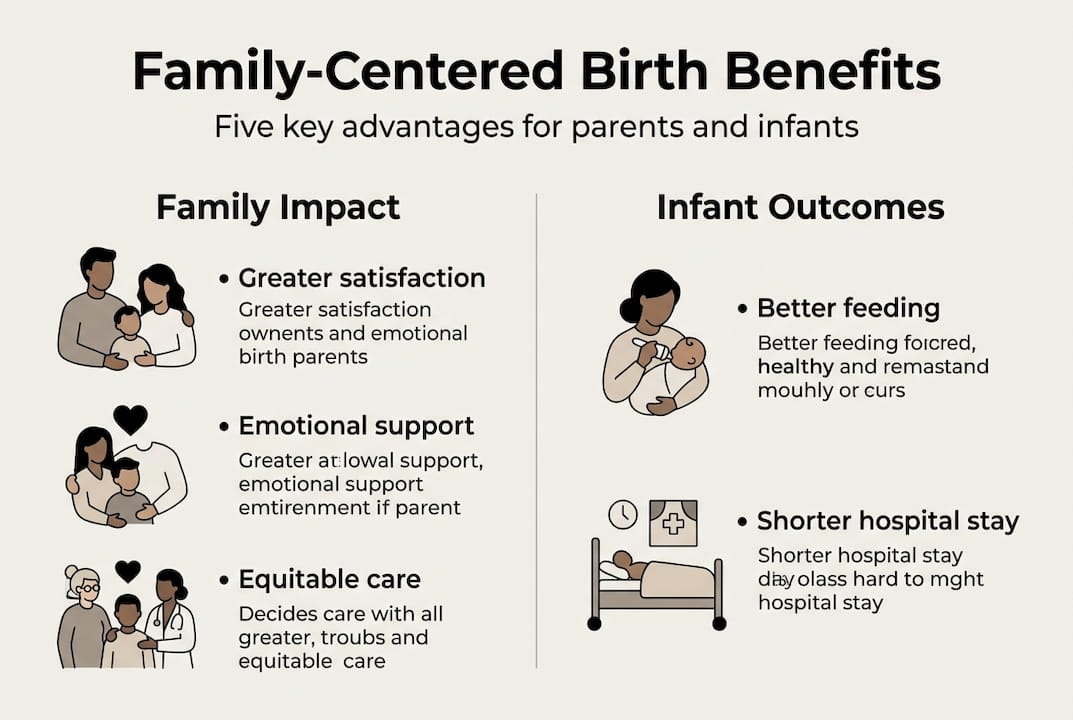 Infographic summarizing five family-centered birth benefits
