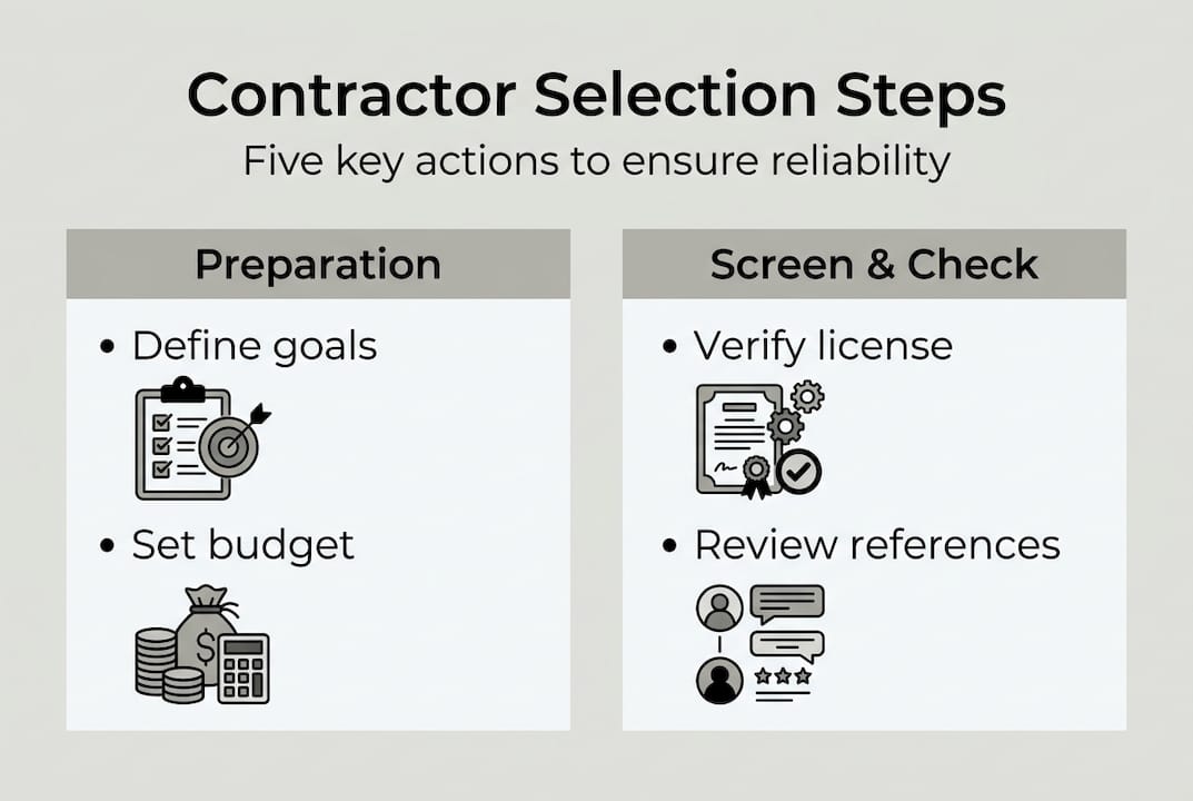 Infographic showing steps for choosing contractor