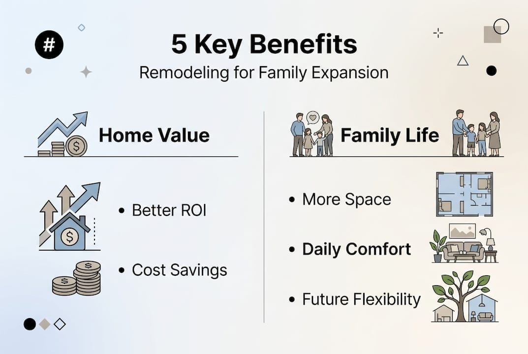 Infographic showing top benefits of remodeling for families