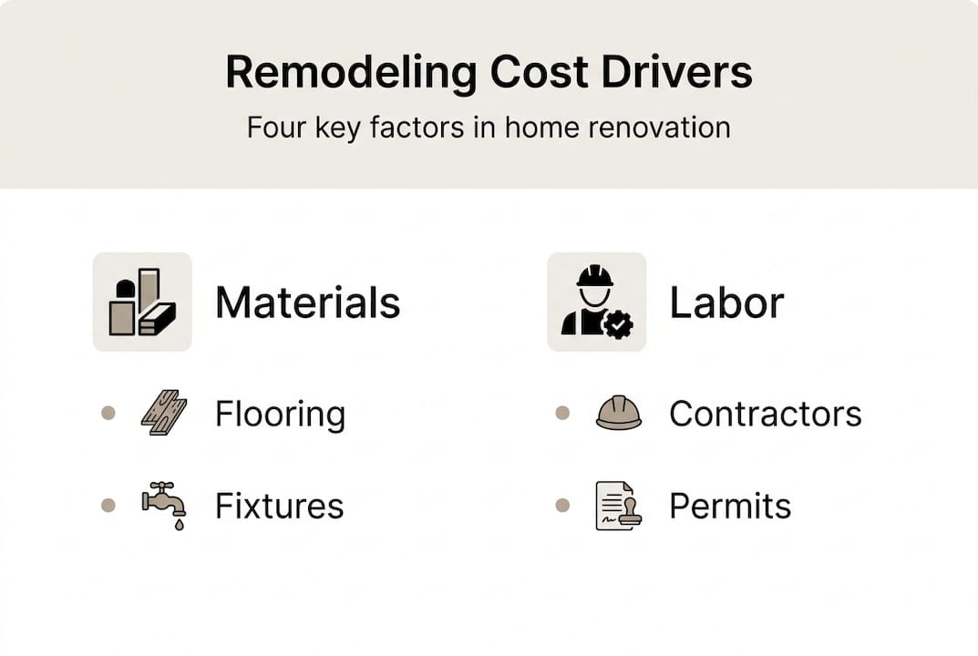 Infographic highlighting four remodeling cost drivers