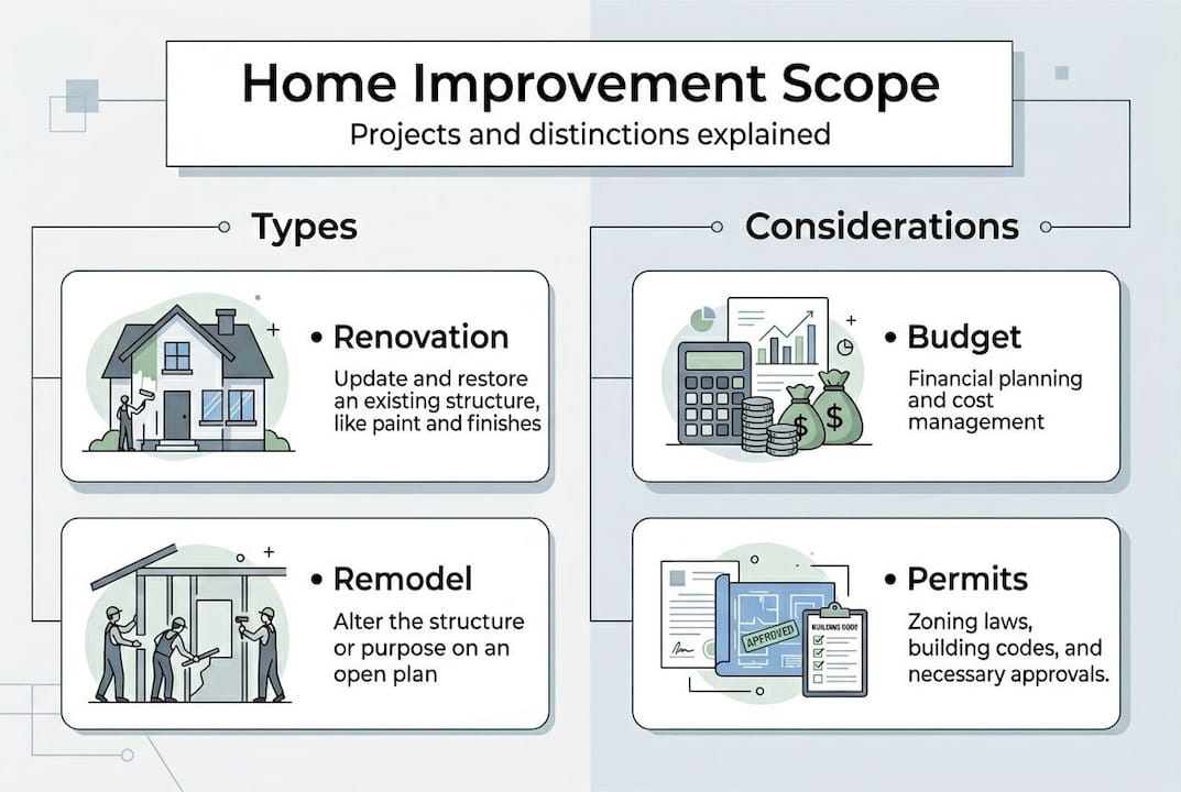 Infographic showing home improvement types and considerations