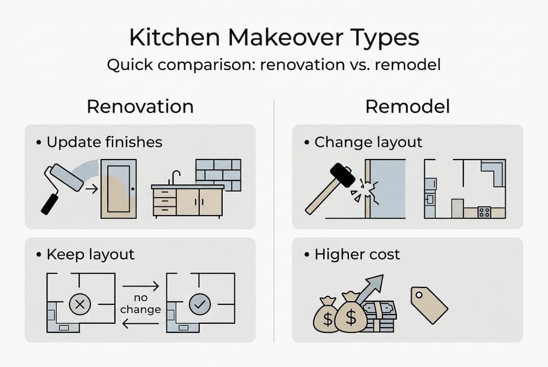 Infographic comparing renovation and remodel
