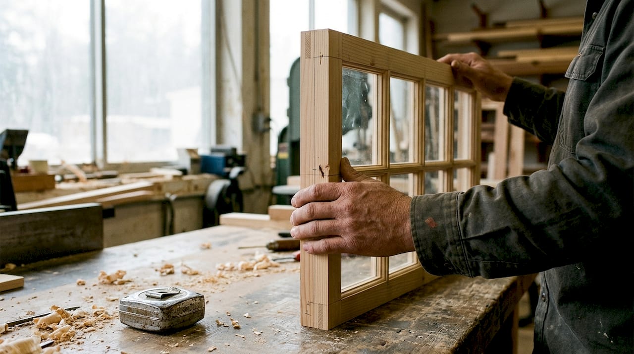 Detail of mullion and muntin on window