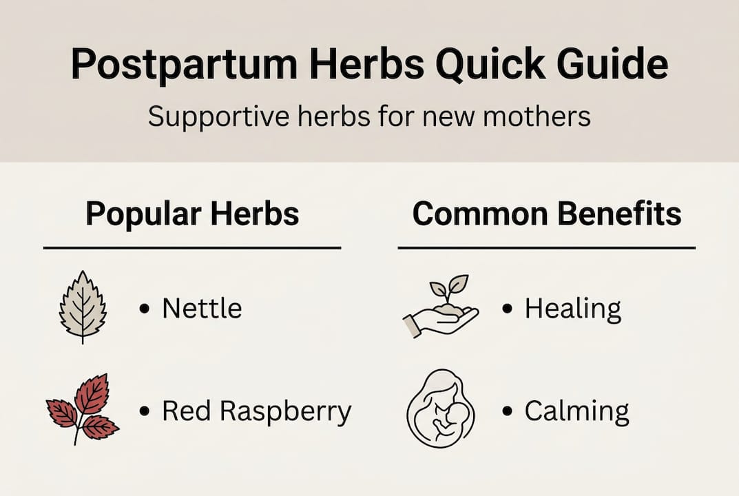 Infographic postpartum herbs key benefits