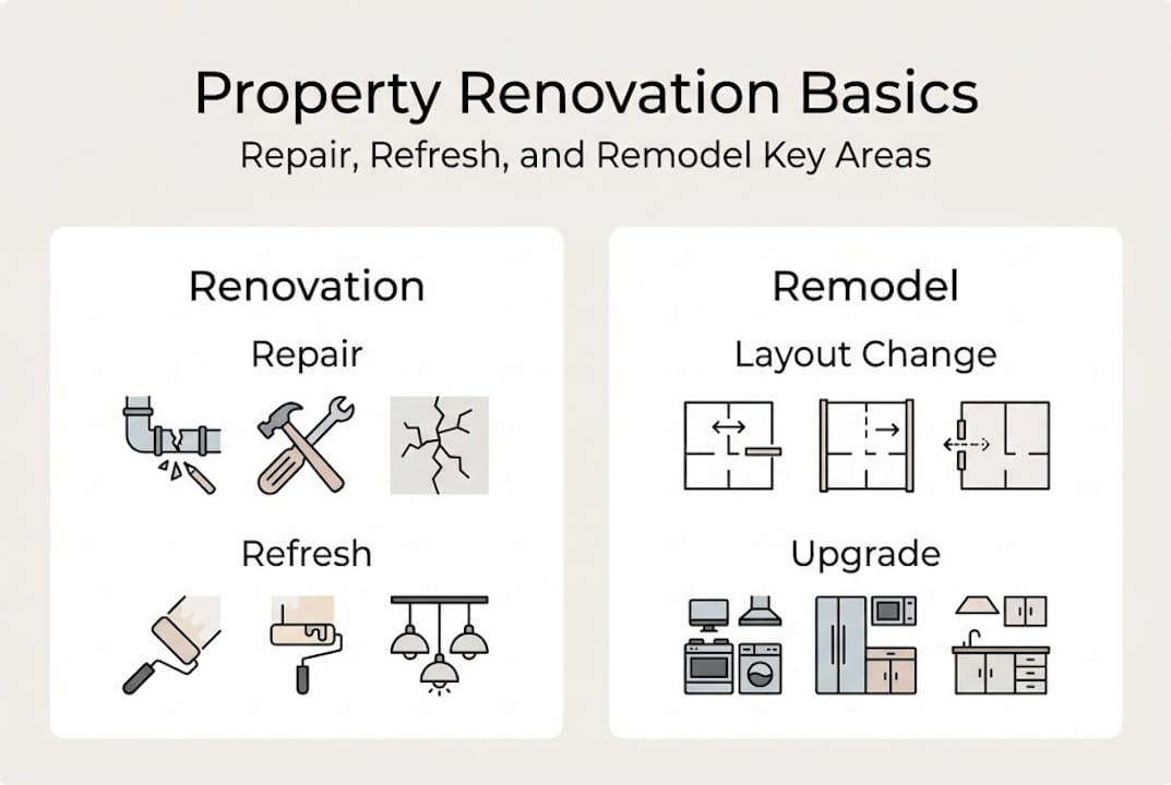 Infographic showing main types of property renovation