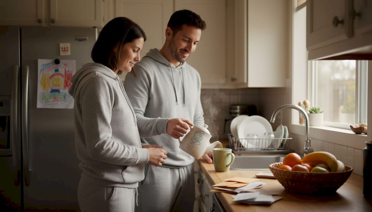 Partner and new mother preparing care plan together