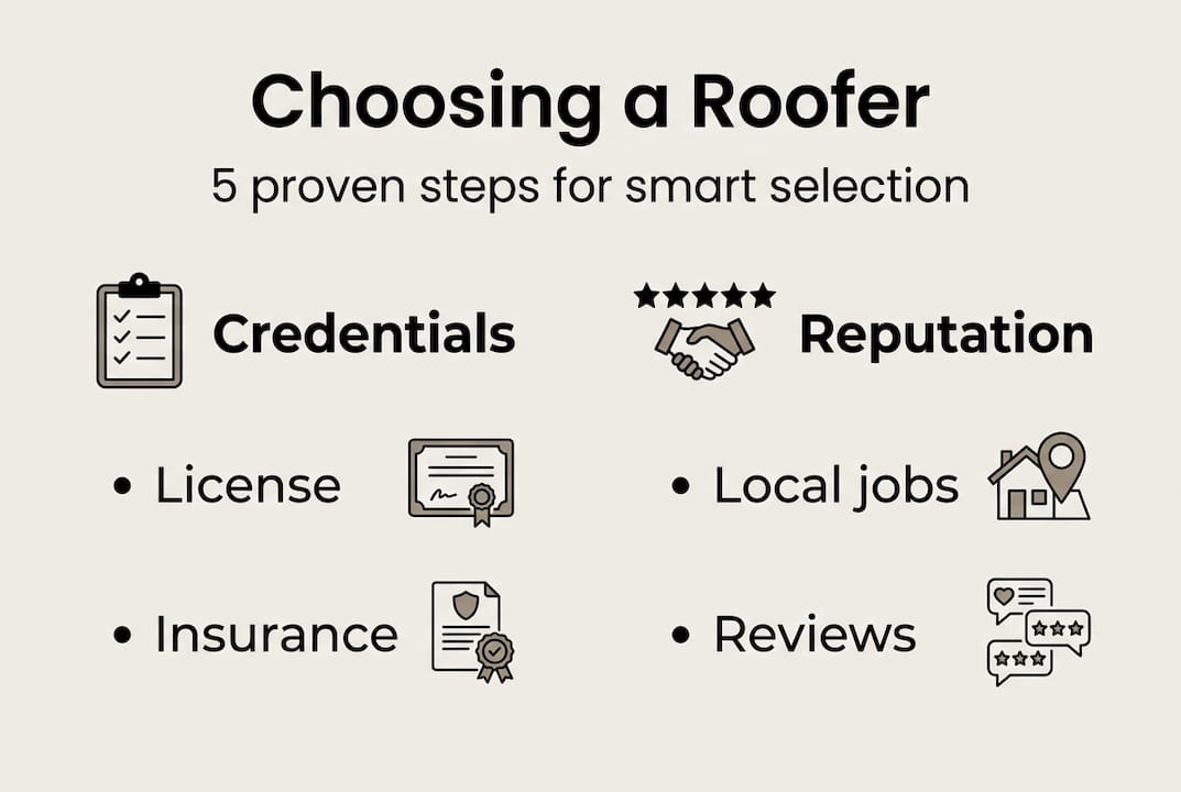 Infographic showing five steps for roofing contractor