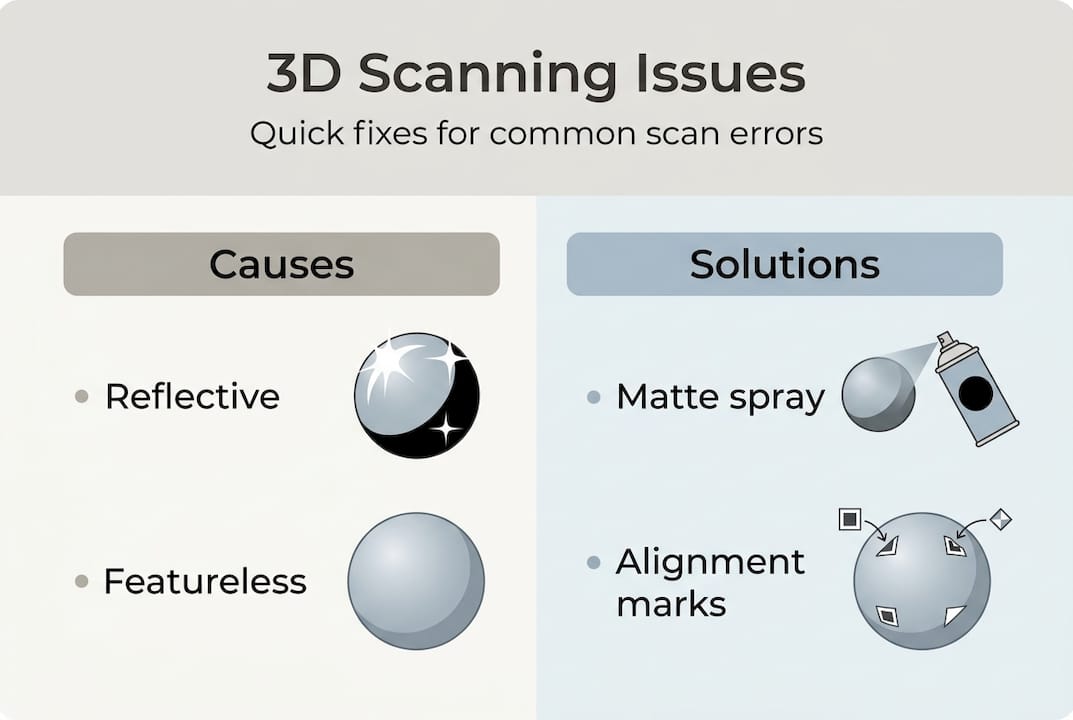 Infographic showing causes and solutions for scan issues