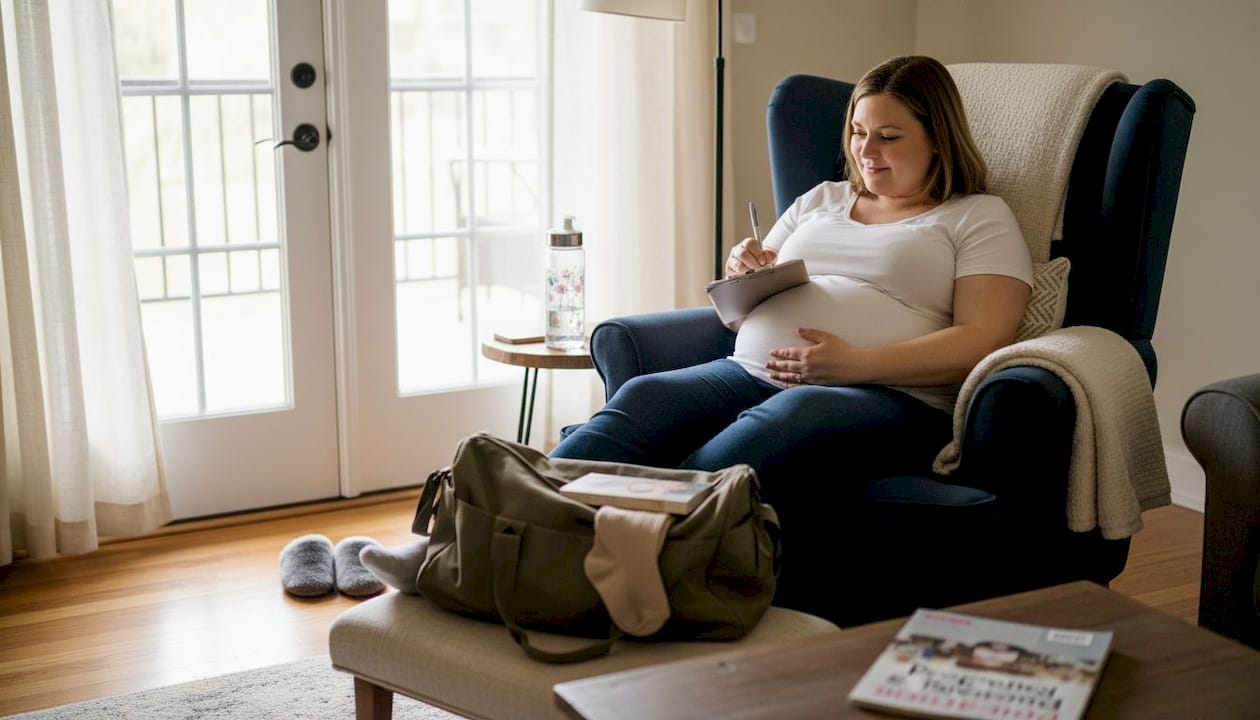 Woman preparing comfort plan in living room