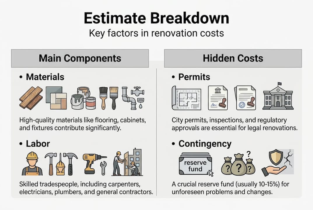 Infographic showing main components and hidden costs