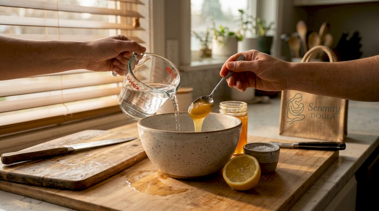 Hands mixing laborade ingredients