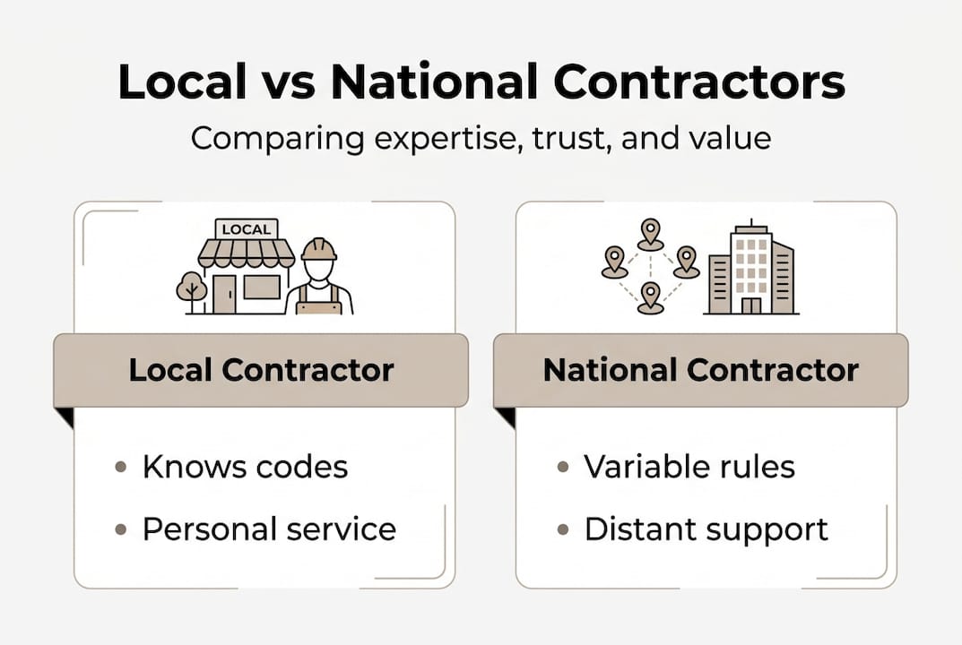 Infographic comparing local versus national contractors