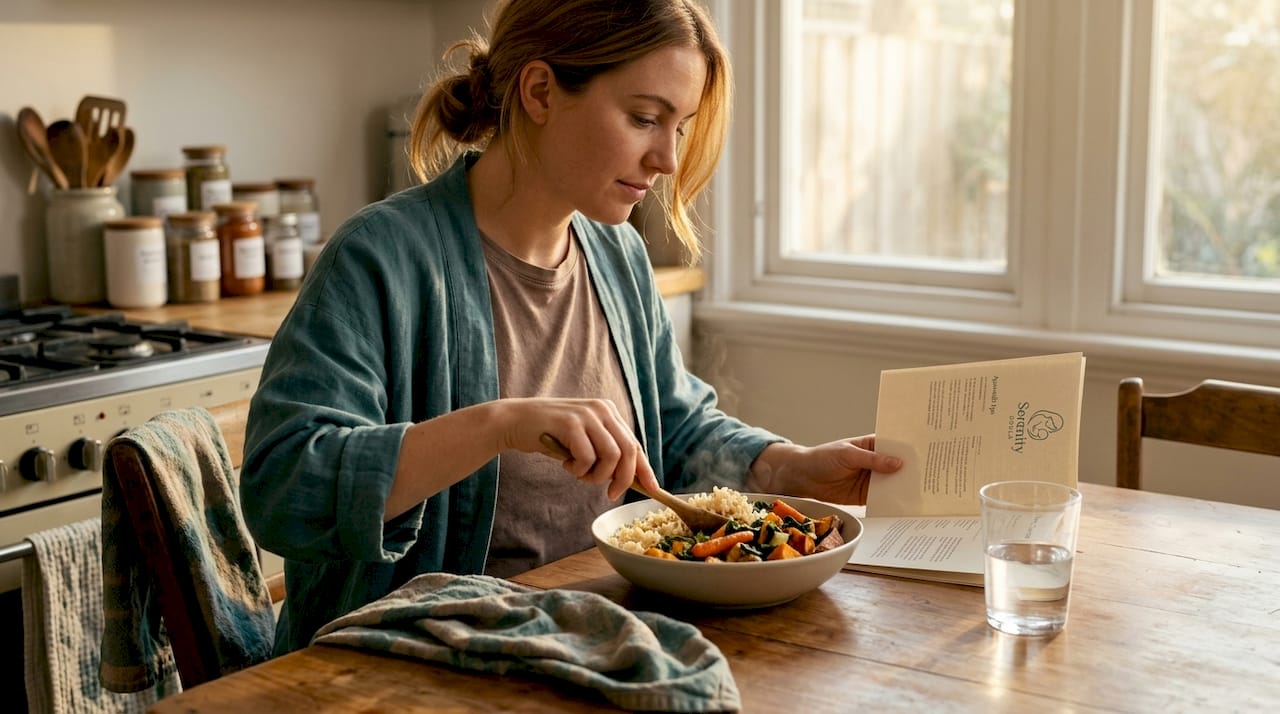 Woman preparing Ayurvedic postpartum meal