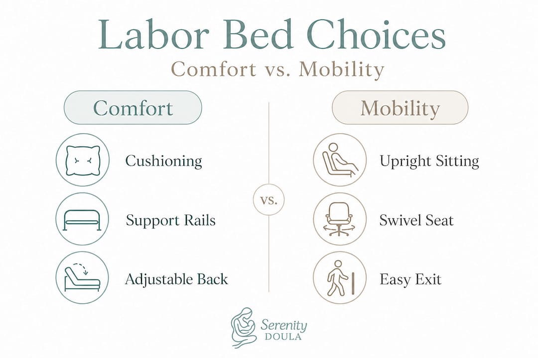 Infographic comparing comfort and mobility in labor beds
