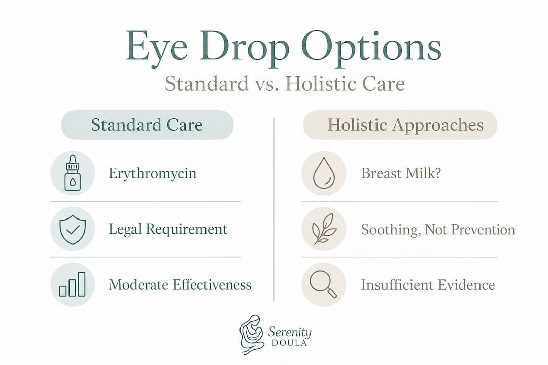 Infographic comparing standard and holistic newborn eye care