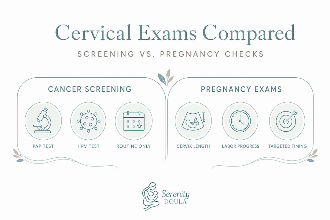 Infographic comparing cervical exams types