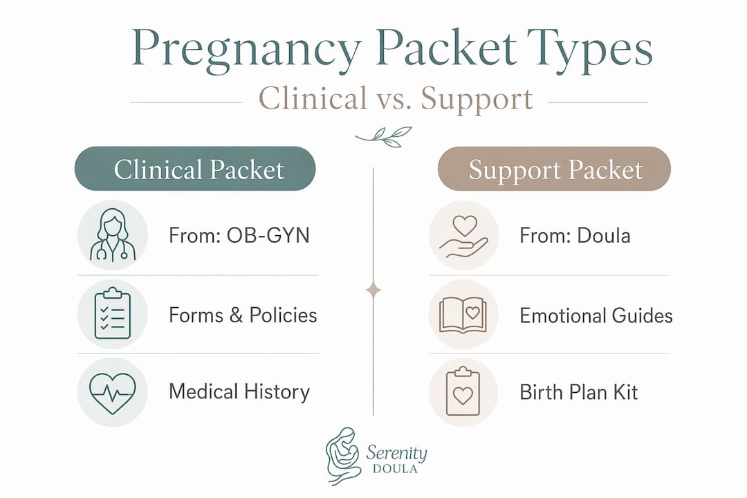 Infographic comparing two pregnancy packet types