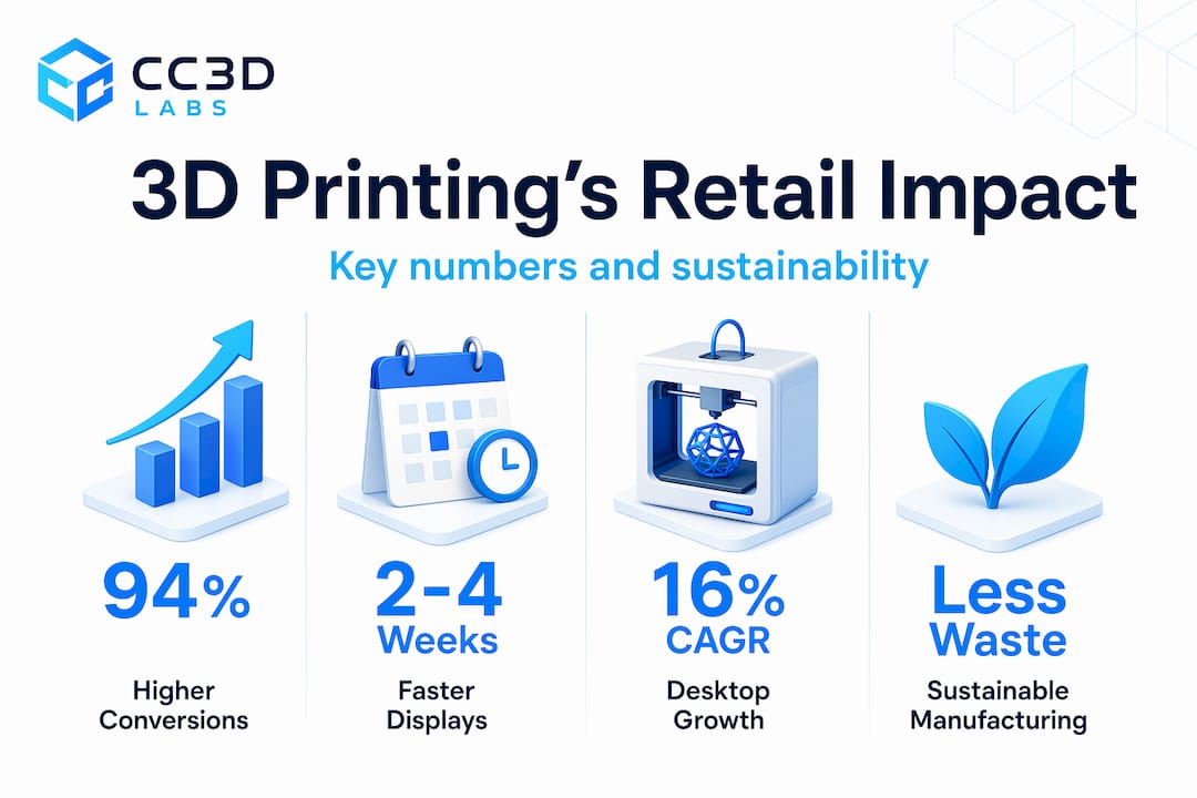 Infographic with retail 3D printing key stats