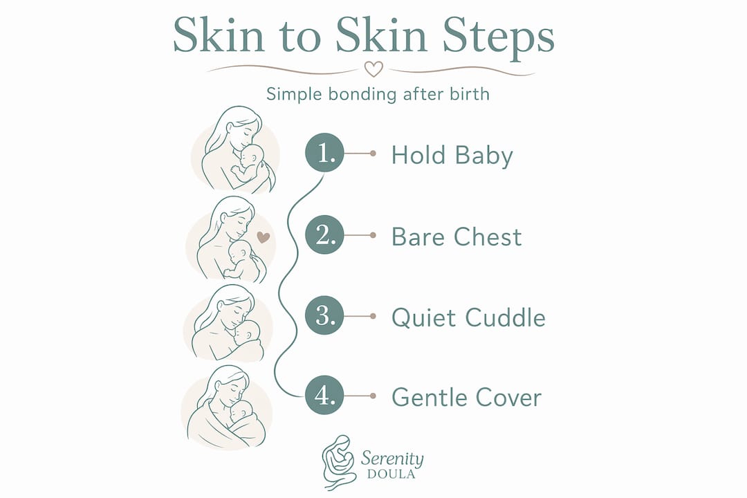 Infographic showing steps for skin to skin