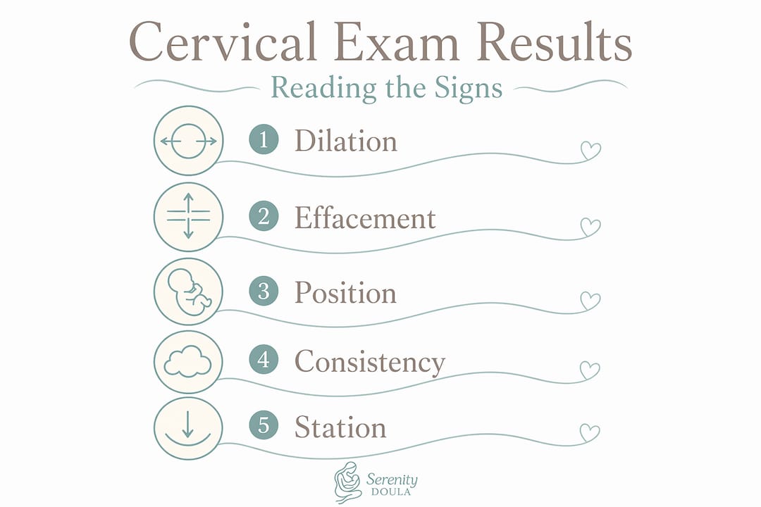 Infographic showing cervical exam result steps