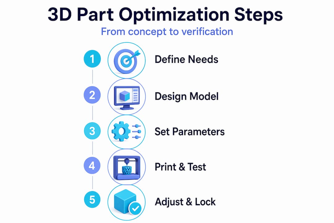 Infographic shows 3D part optimization workflow