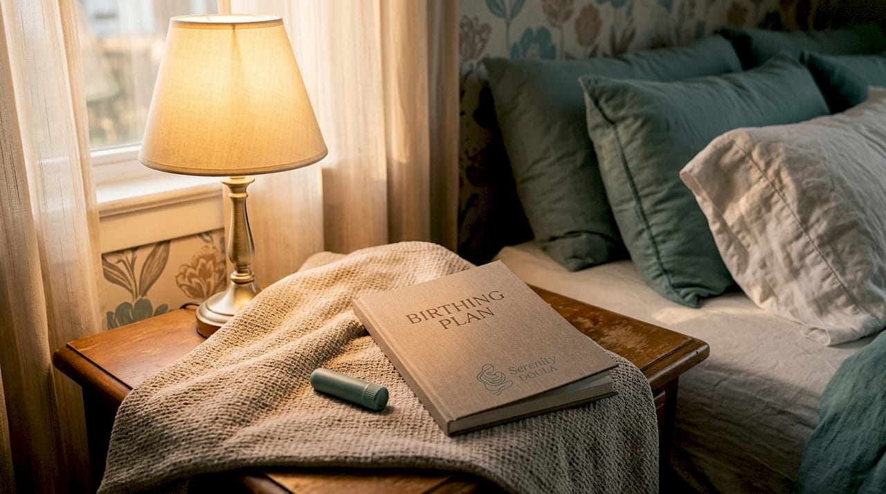 Warm-light lamp and birth plan notebook