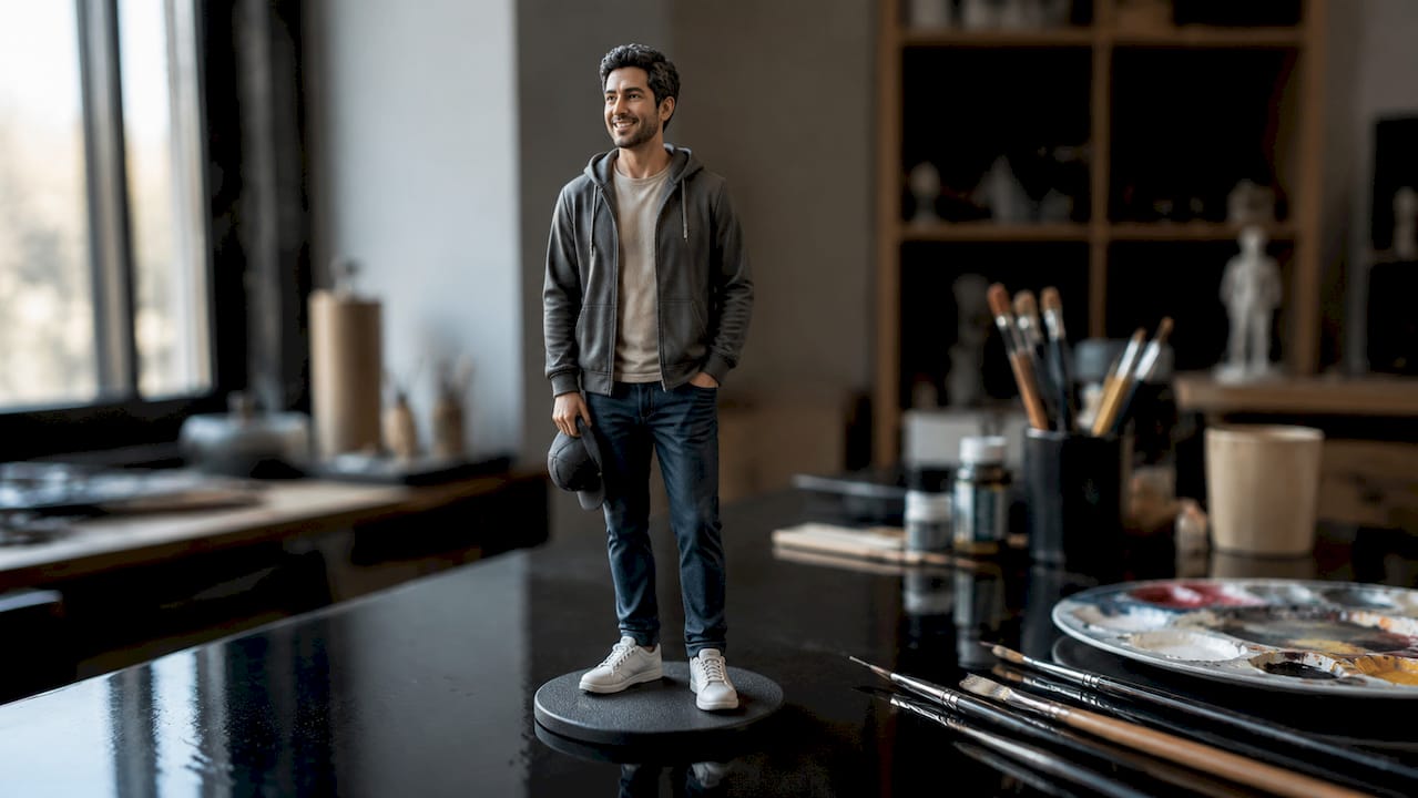 Close-up of detailed personalized 3D printed figurine