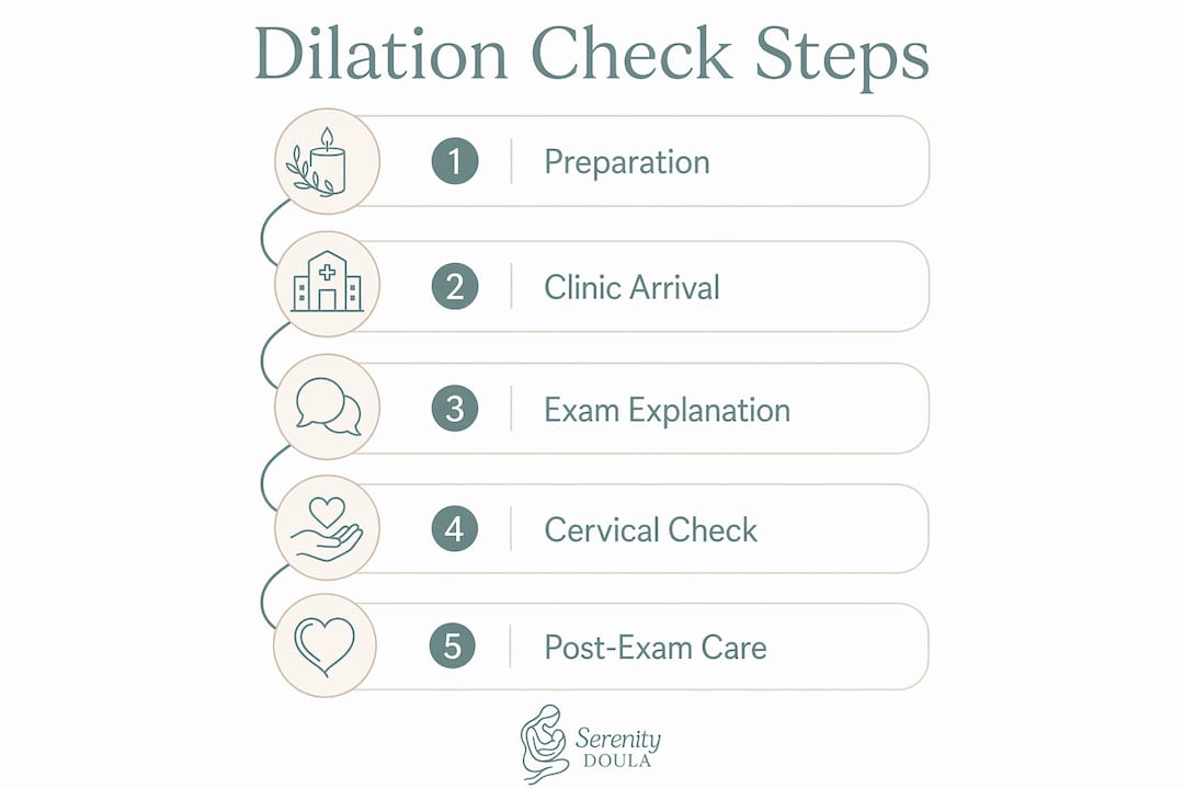 Infographic showing steps of dilation check procedure