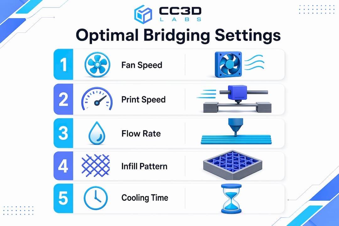 Infographic of key slicer settings for bridging