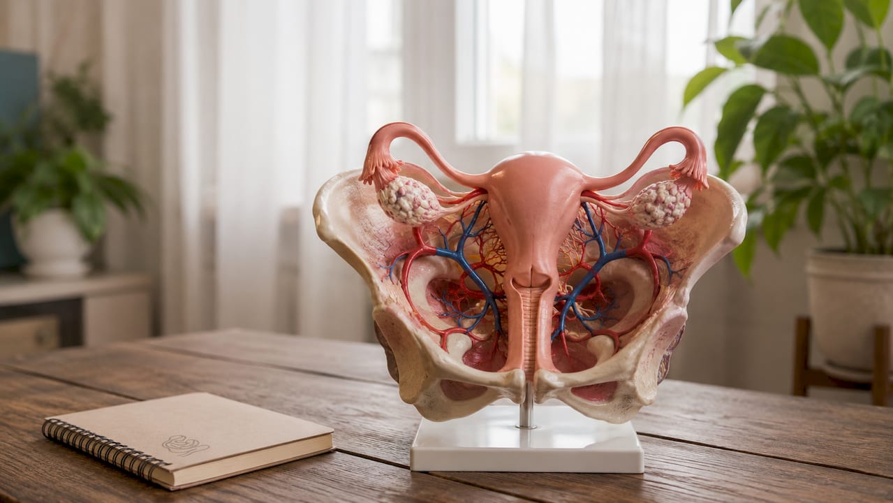 Close-up of uterus anatomical model