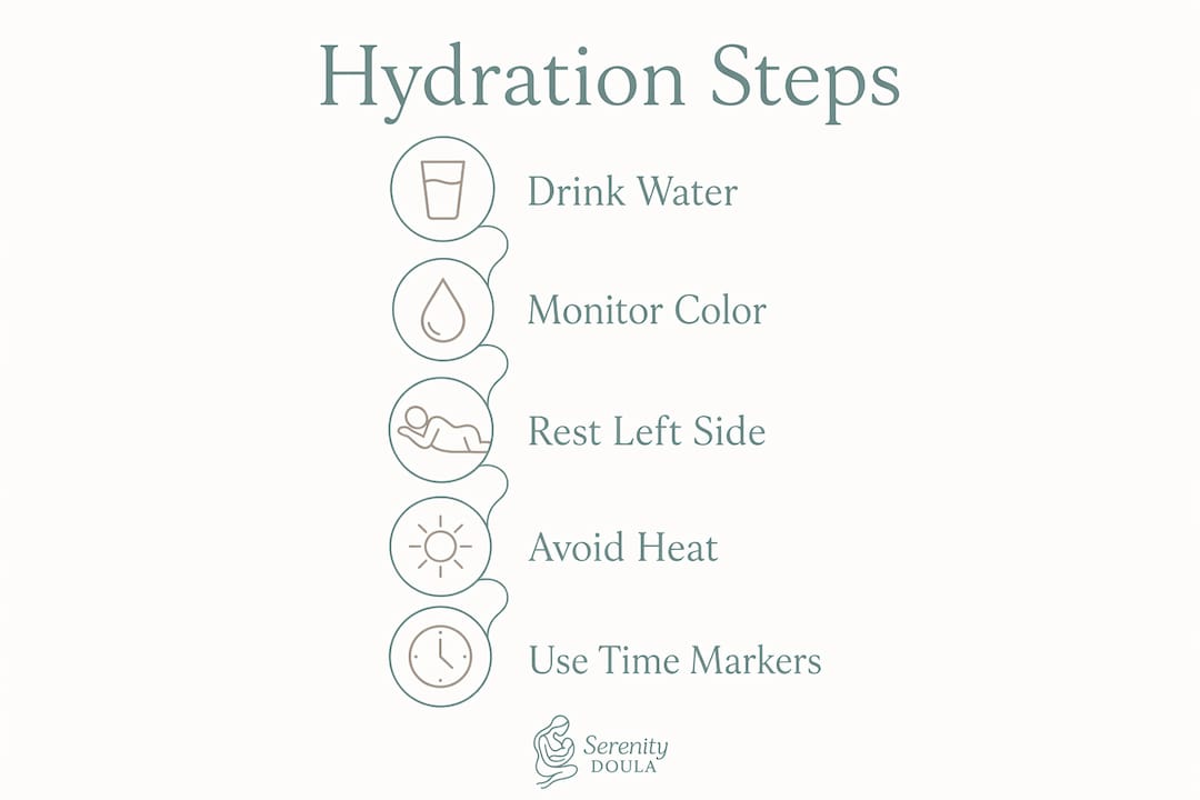 Infographic showing 5 hydration steps for pregnancy