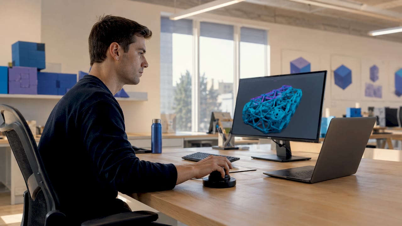 Designer editing 3D mesh in CAD software