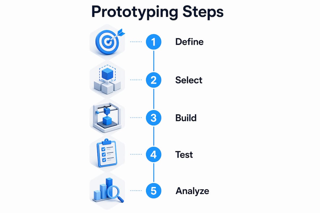 Infographic illustrating five prototyping steps