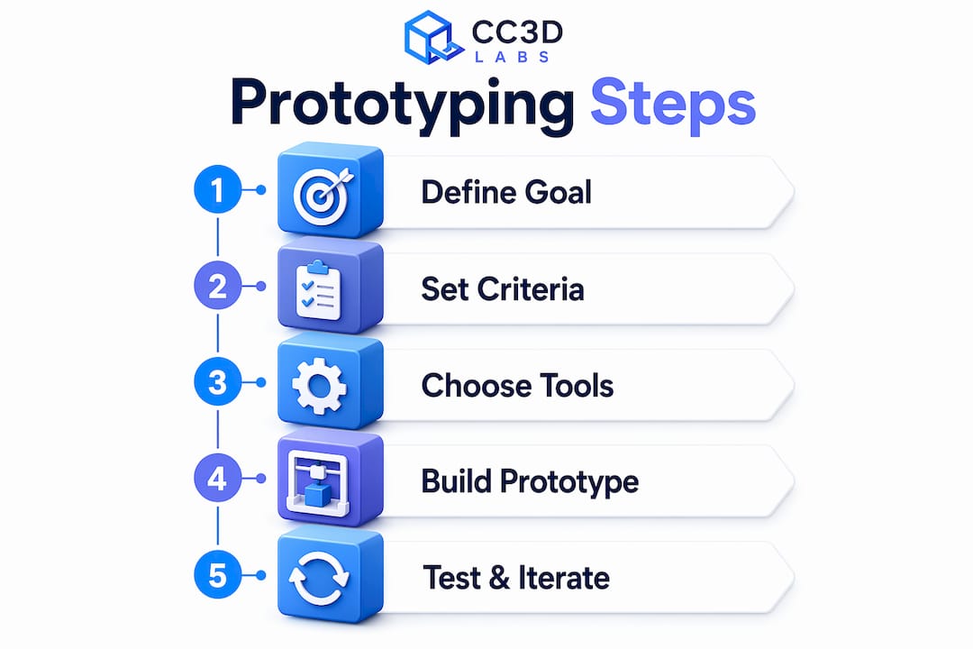 Infographic showing prototyping step-by-step guide