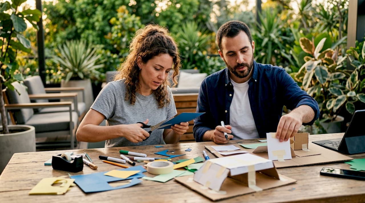 Designers building low fidelity prototypes