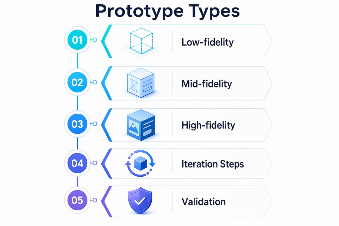 Infographic showing types and progression of prototypes