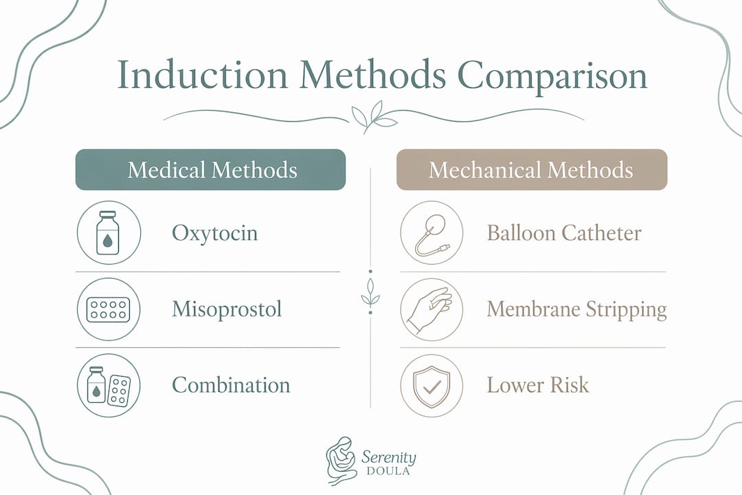 Infographic comparing medical and mechanical labor induction methods