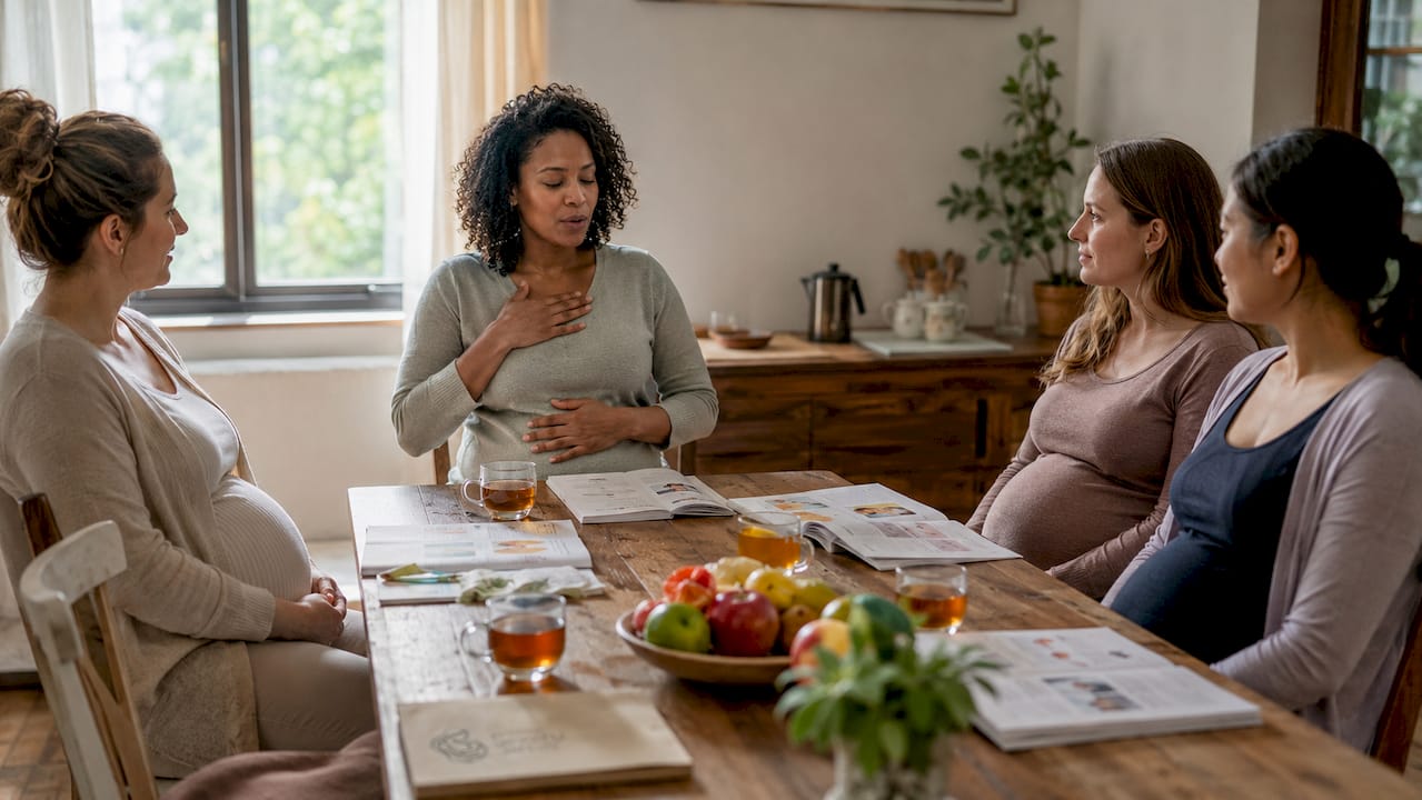 Doula teaching childbirth education class locally