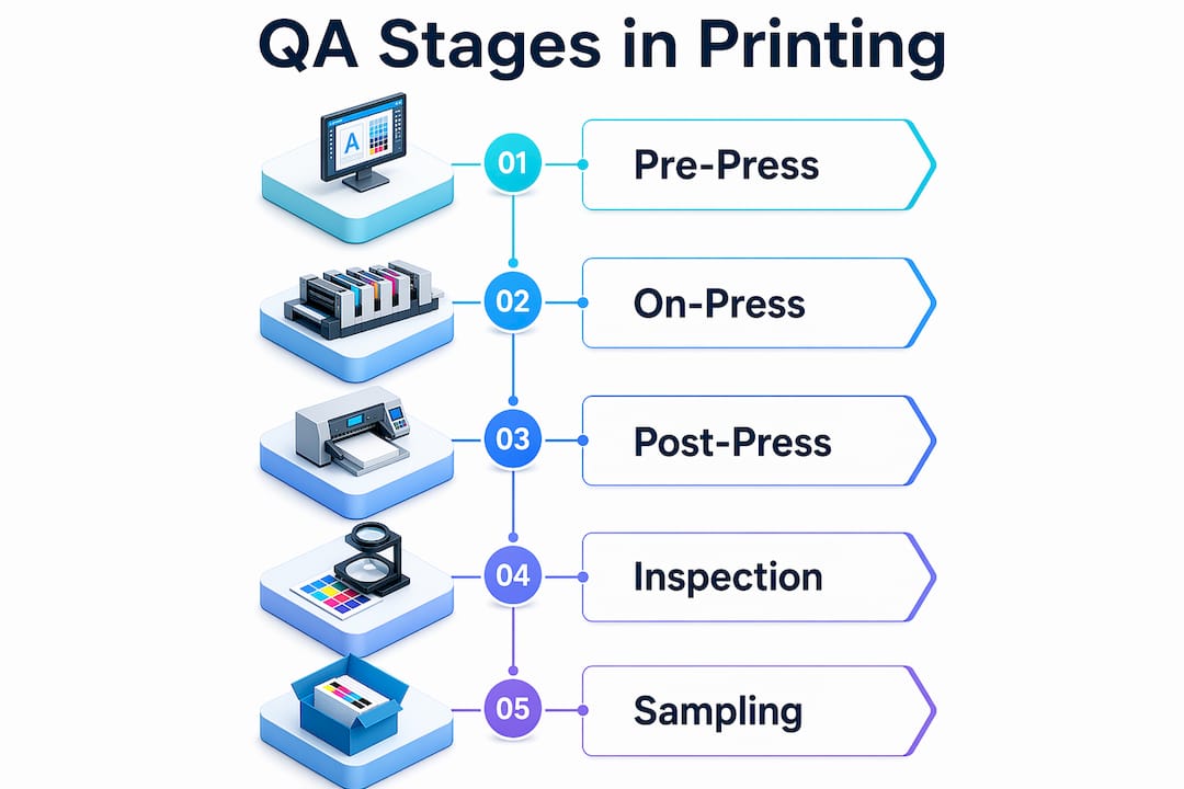 Infographic outlining stages of printing quality assurance