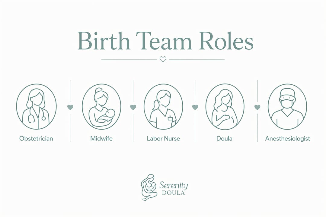 Infographic showing hierarchy of birth team roles
