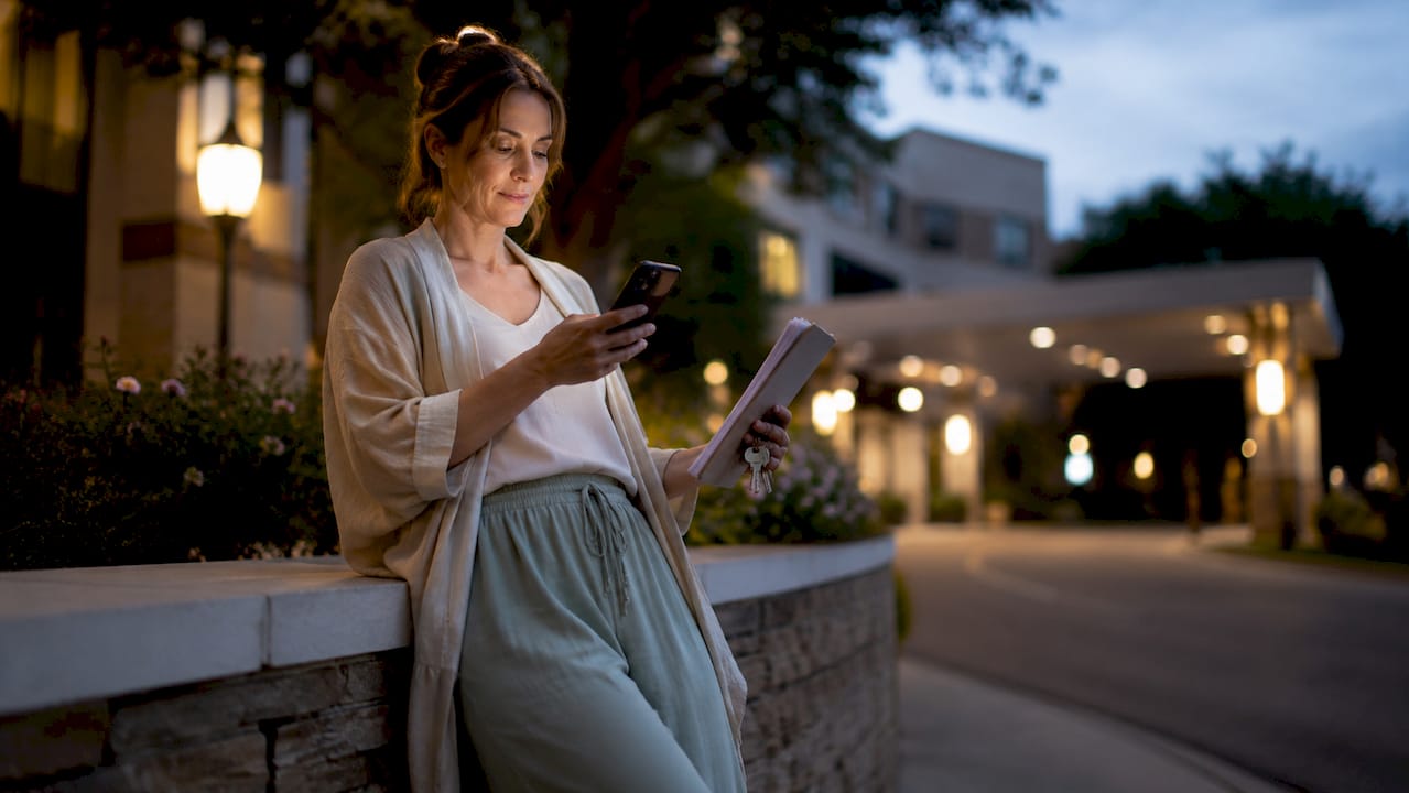 Partner preparing for hospital visit at dusk