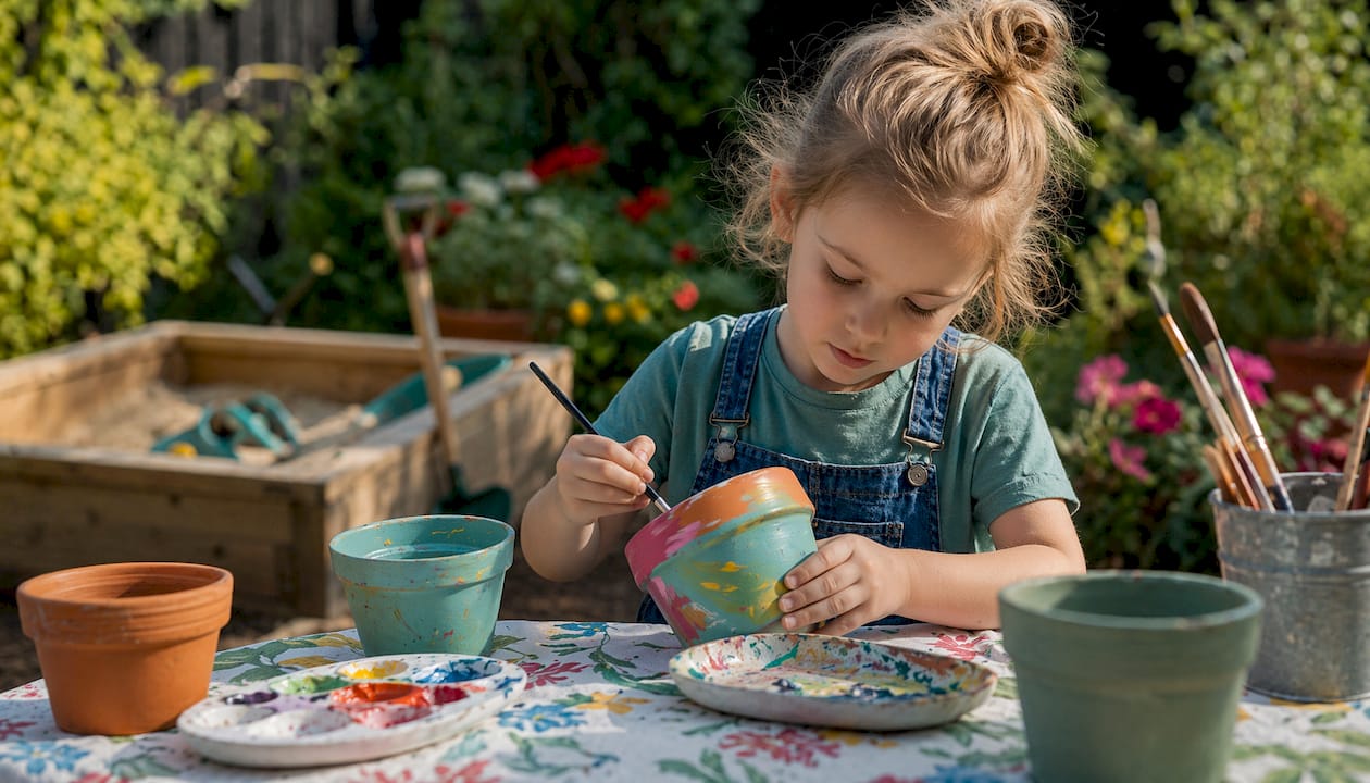 Older child doing special activities near baby area