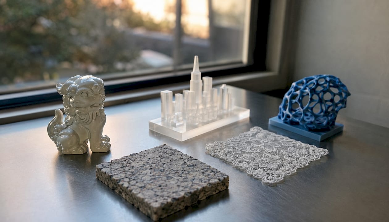 Physical samples representing types of 3D texture maps