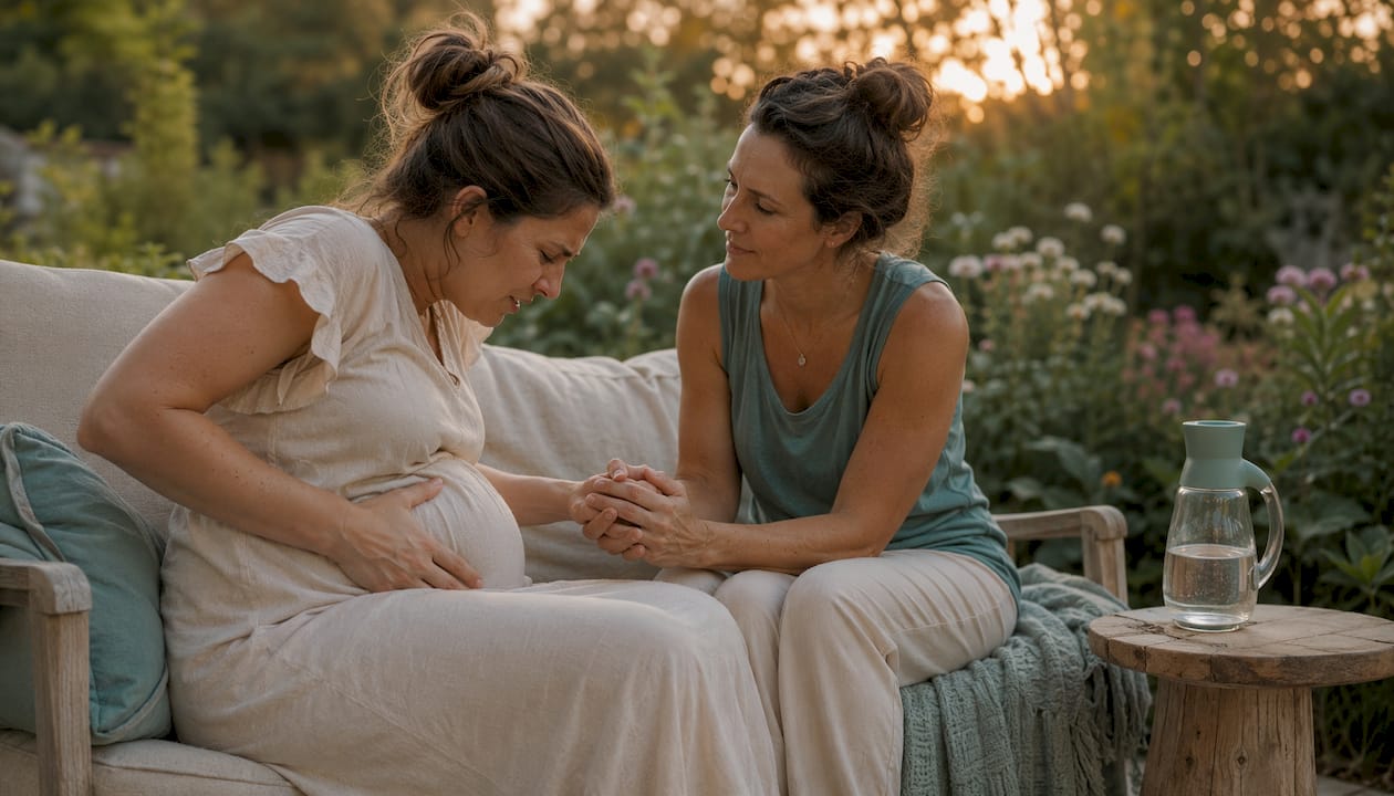 Doula providing support during labor at home