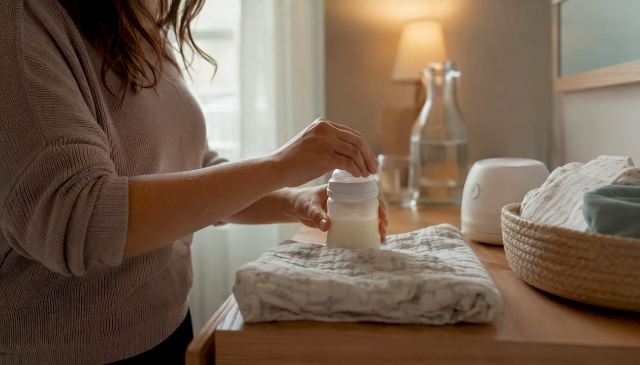 Doula preparing baby feeding supplies