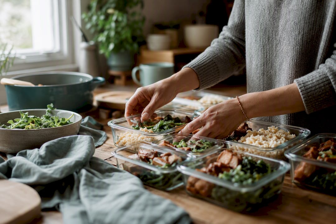 Hands packing meals for new parents