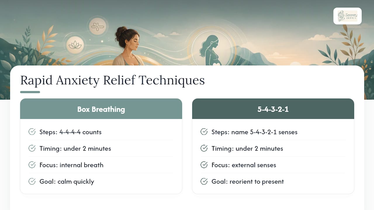Diagram of breathing and grounding anxiety relief methods
