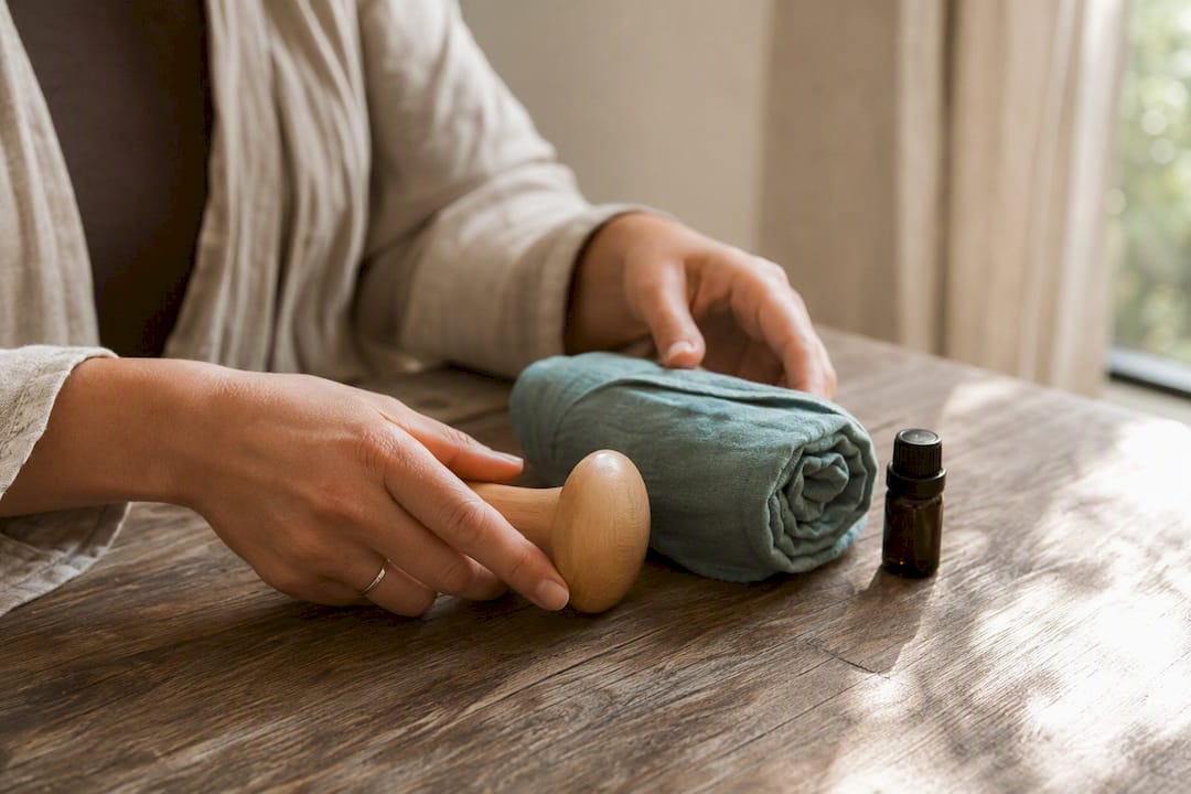 Doula arranging birth support items