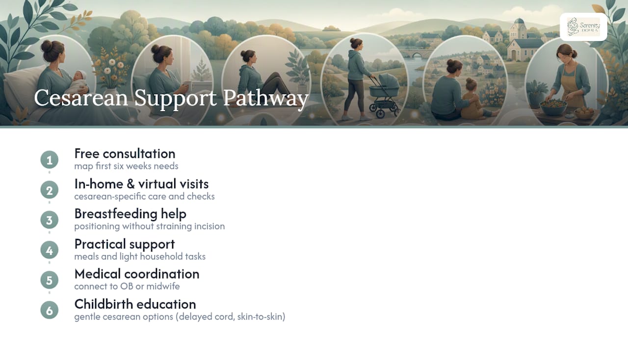 Get Support Through Every Stage of Cesarean Recovery — overview diagram